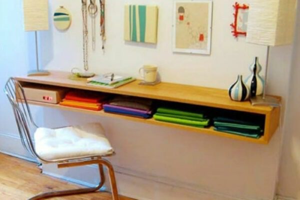 floating shelves and desks