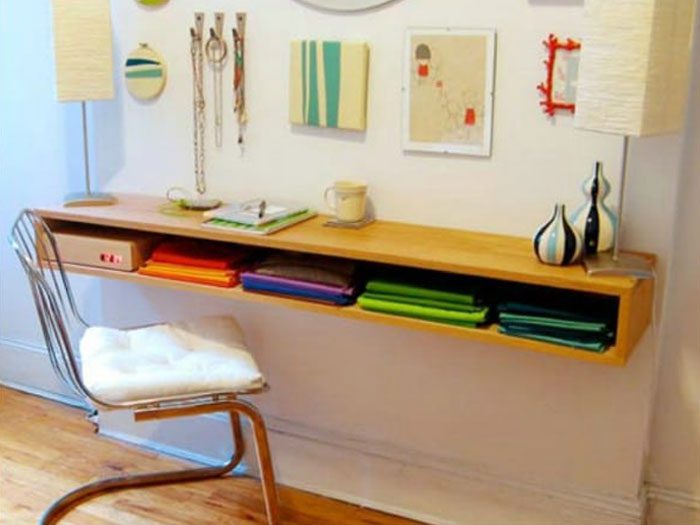 floating shelves and desks